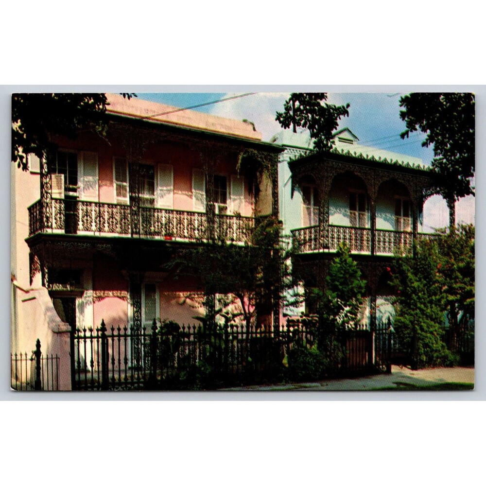 Postcard Louisiana New Orleans Antebellum Homes Vieux Carre Ironwork c1950s LA
